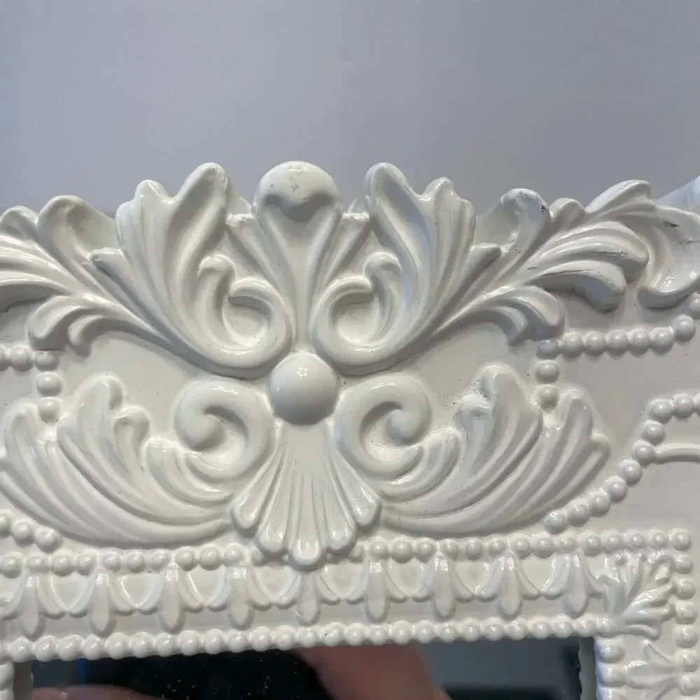 Set of Two White Plastic Framed Mirrors Decor Chic Cottage Core Decor Frames